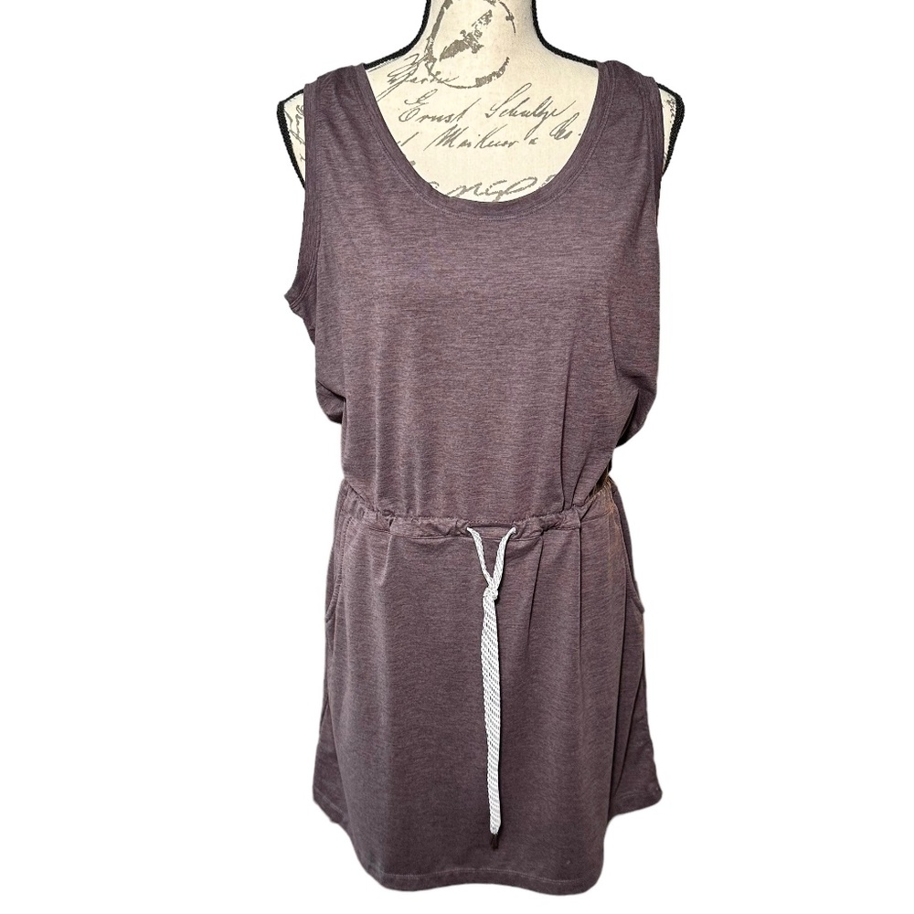 Women's | Members Mark | Plum Heather Soft Stretch Pullover Drawstring Dress - L